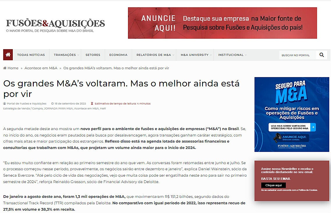 Os grandes M&As voltaram. Mas o melhor ainda est por vir